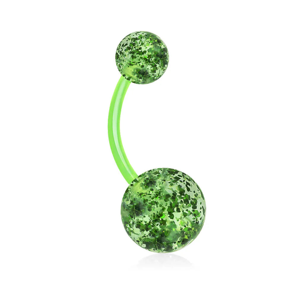 Ultra Glitter Acrylic Balls BioFlex Navel Ring Belly Button Ring Skin Metals