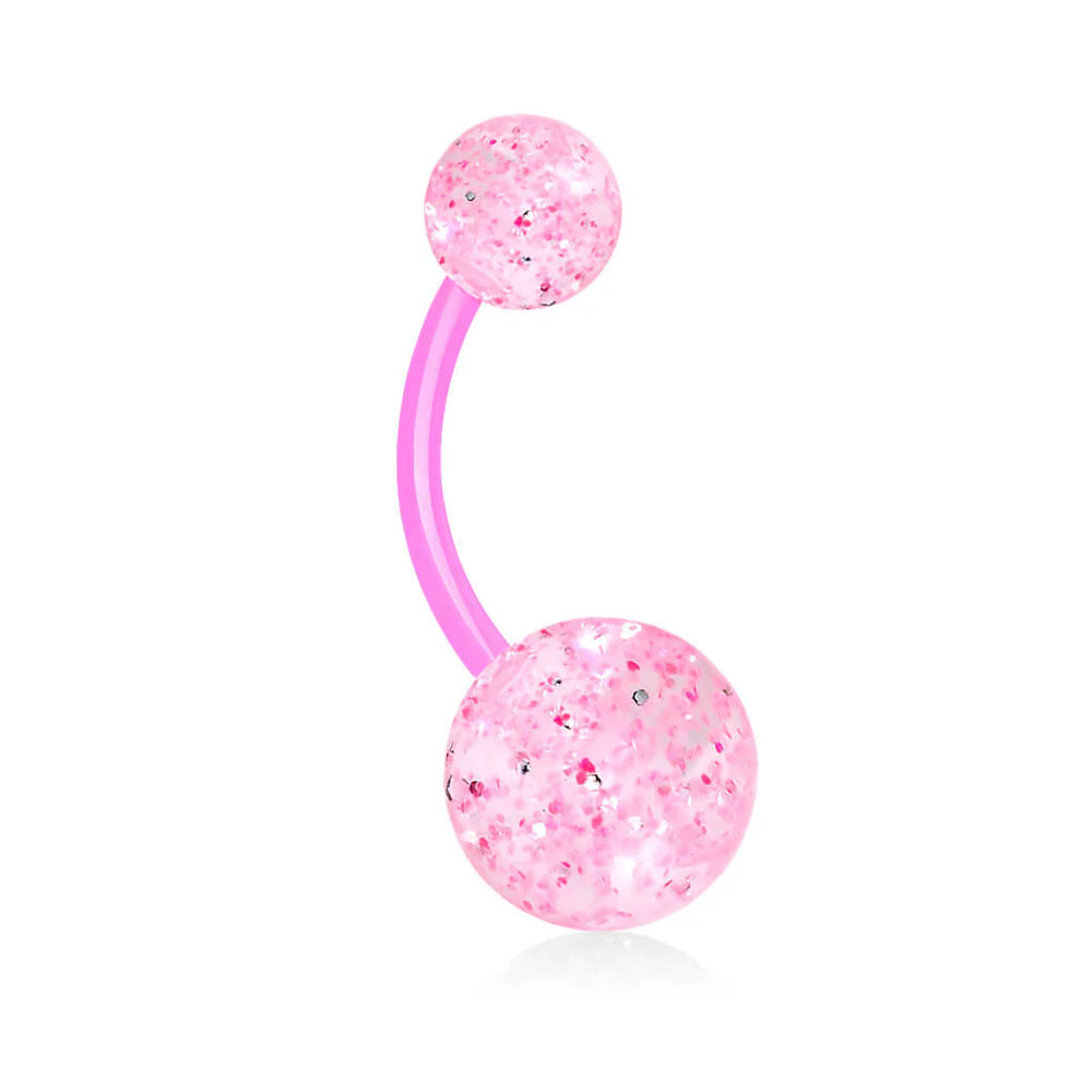 Ultra Glitter Acrylic Balls BioFlex Navel Ring Belly Button Ring Skin Metals