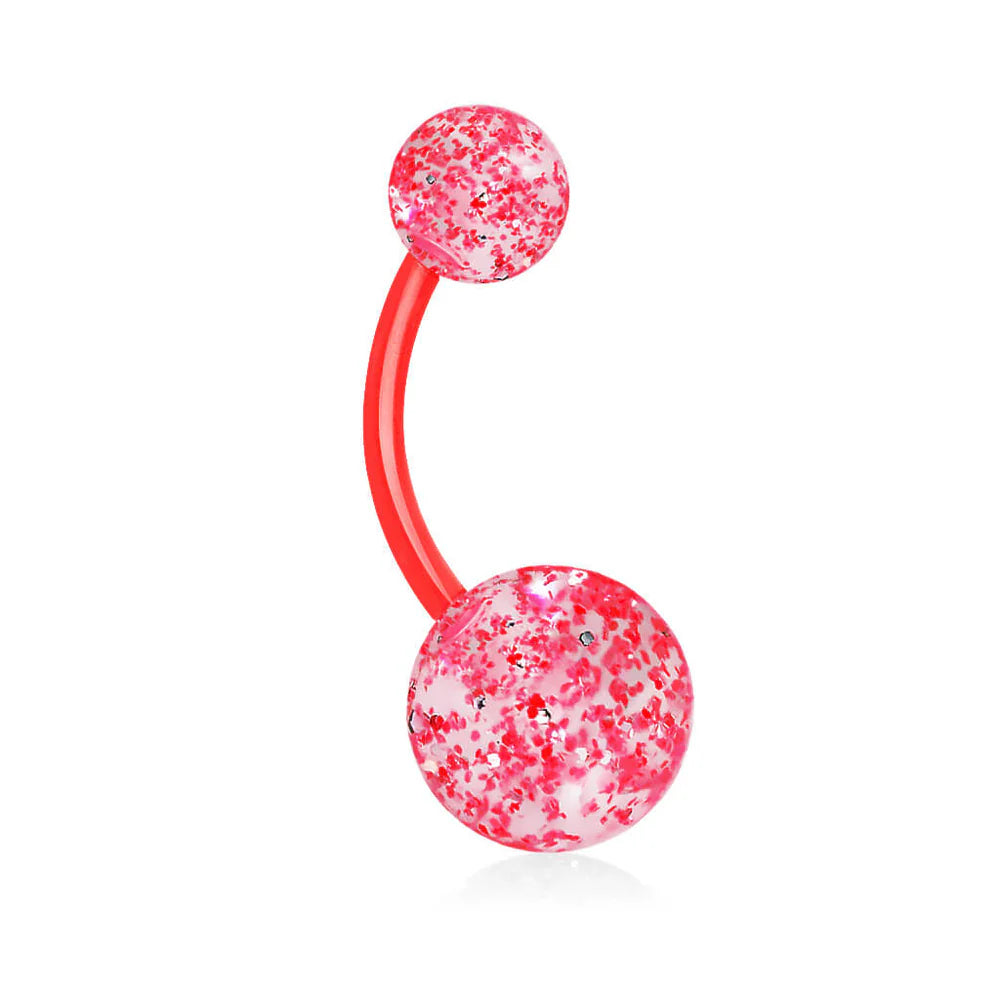 Ultra Glitter Acrylic Balls BioFlex Navel Ring Belly Button Ring Skin Metals