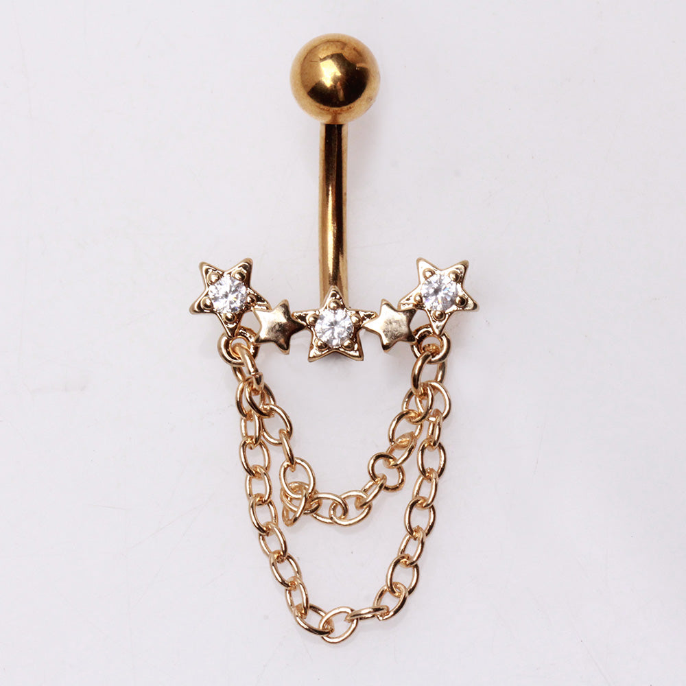 Gold Plated Chained Star Navel Ring Navel Ring Skin Metals