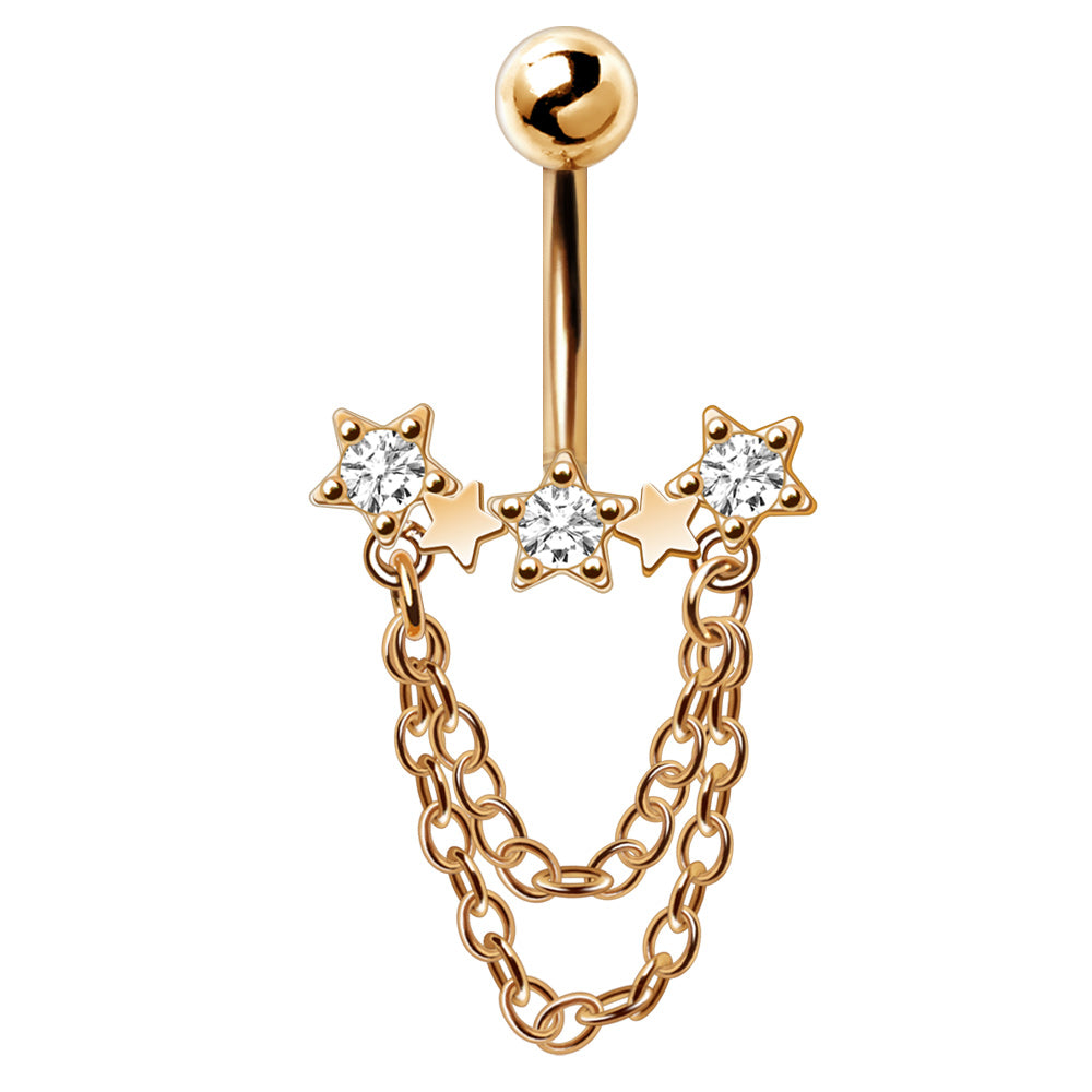 Gold Plated Chained Star Navel Ring Navel Ring Skin Metals