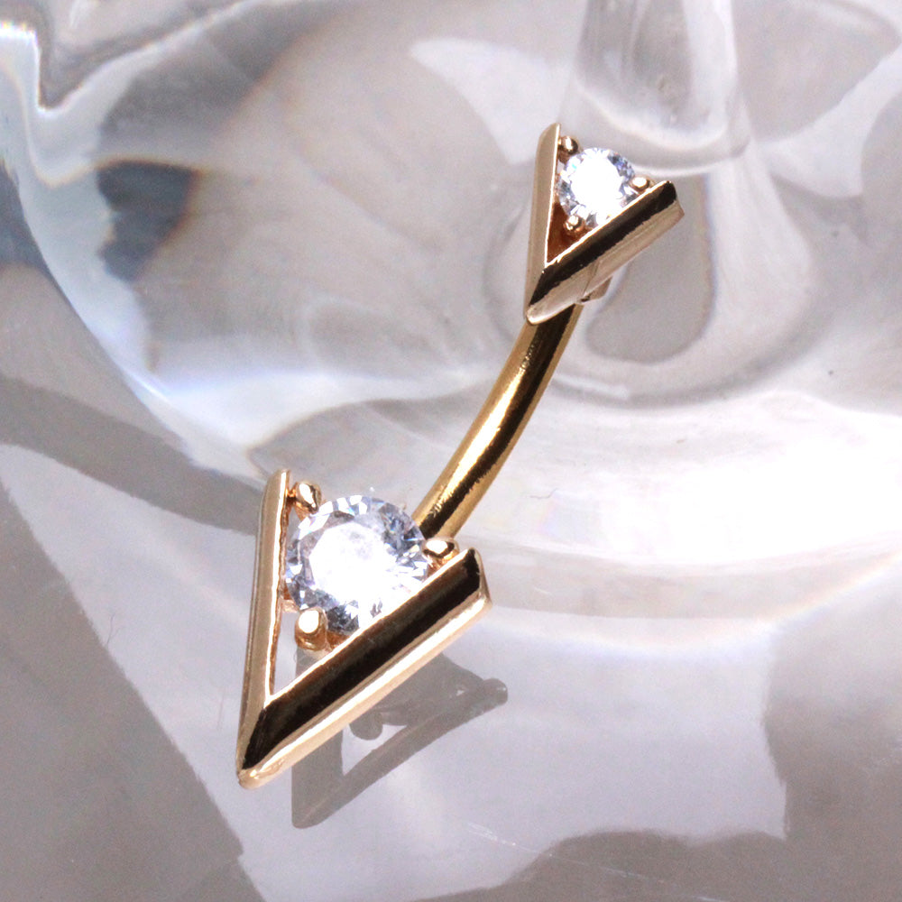 Gold Plated Jeweled Triangle Navel Ring Navel Ring Skin Metals