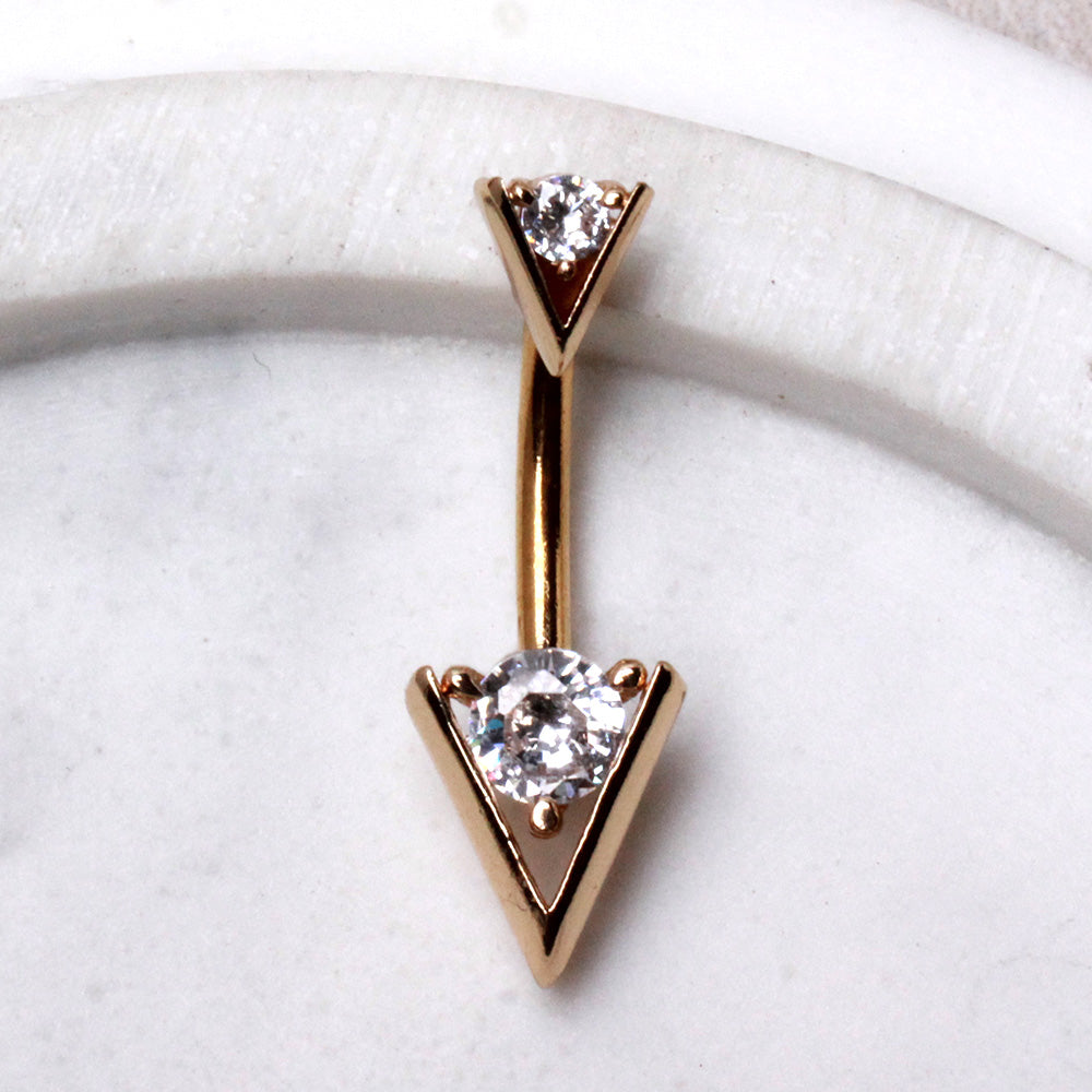 Gold Plated Jeweled Triangle Navel Ring Navel Ring Skin Metals