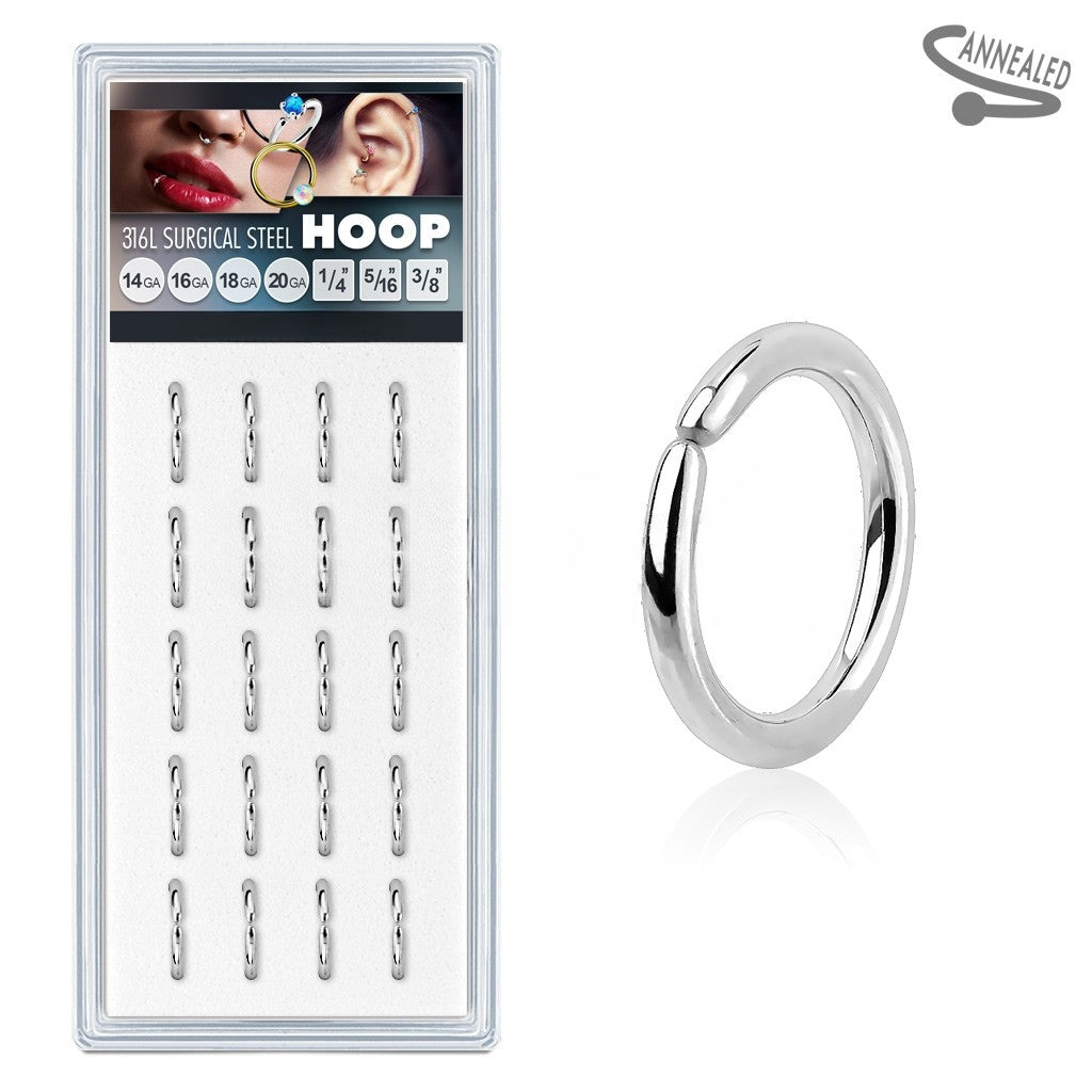 20 Pcs Pre Loaded 316L Surgical Steel Perfectly Annealed Bendable Cut Rings Pack Value Pack Skin Metals
