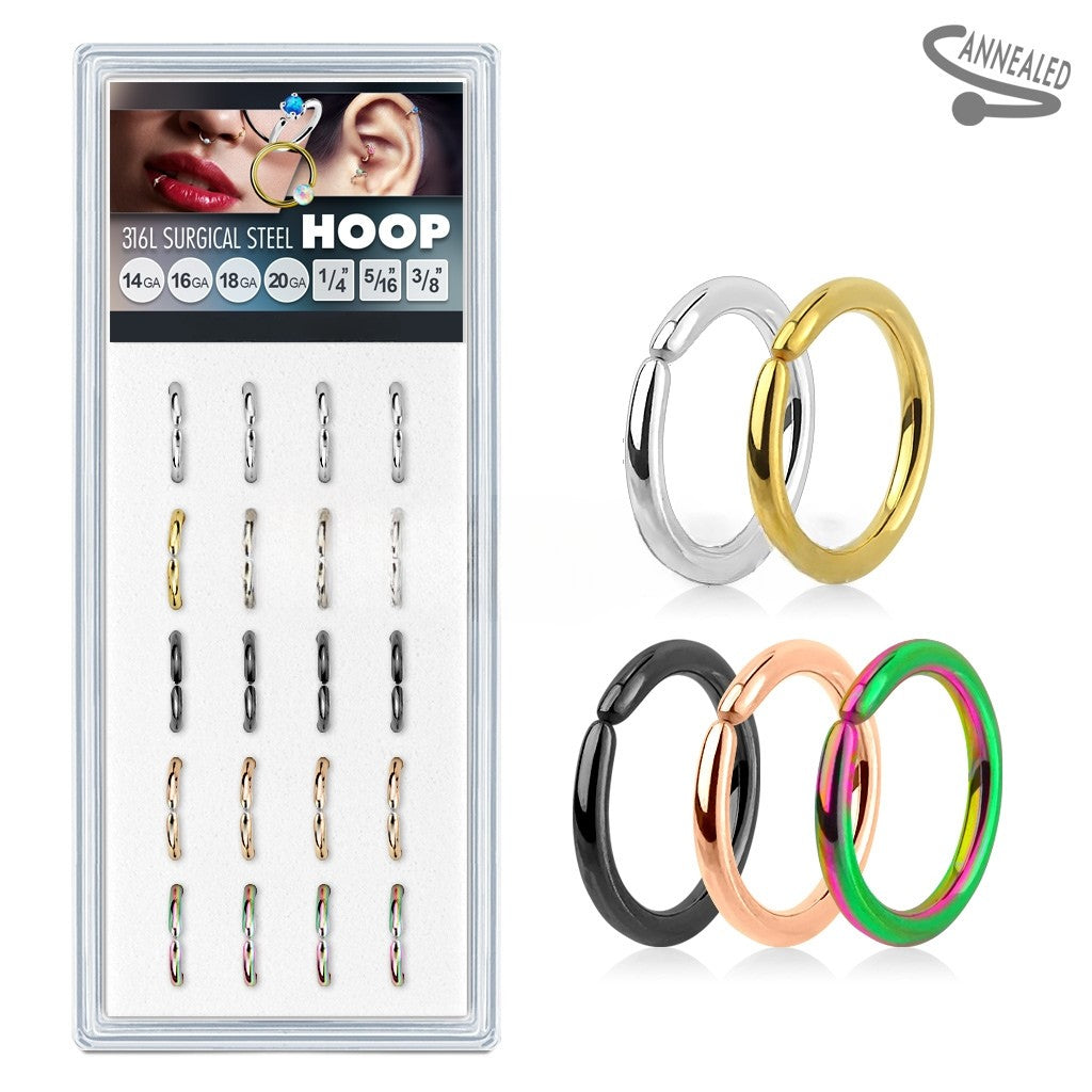 20 Pcs Pre Loaded IP Over Surgical Steel Perfectly Annealed Bendable Cut Rings Pack Value Pack Skin Metals