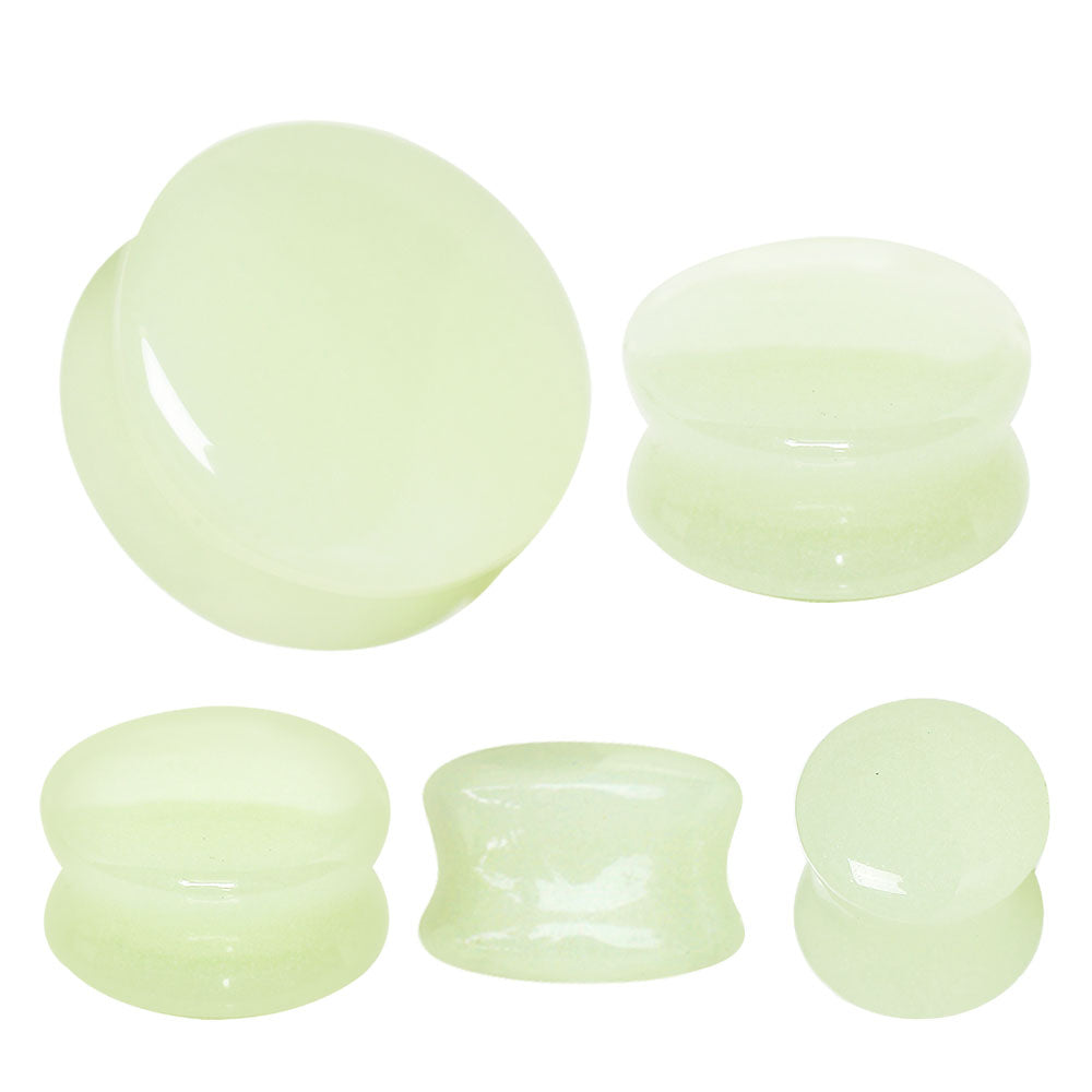 Natural Glow in the Dark Moonstone Saddle Plug — Sold as Pair