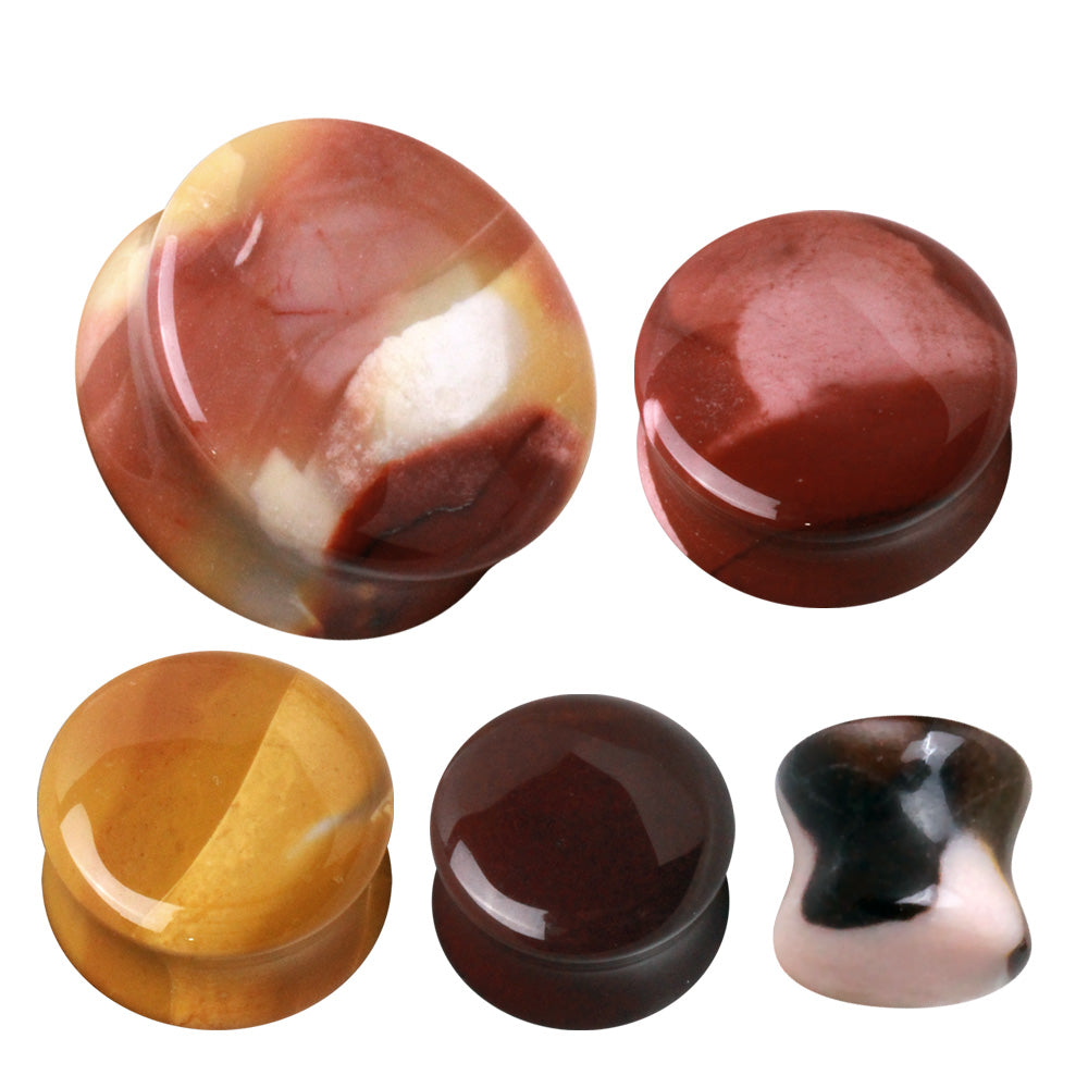 Natural Mookaite Jasper Stone Saddle Plug Plugs Skin Metals