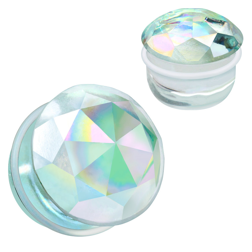 Iridescent Faceted Glass Single Flare Plug Plugs Skin Metals