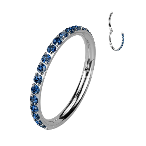 High Quality Precision All 316L Surgical Steel Hinged Segment Hoop Rings with CNC Set CZ Paved Hoop Earring Skin Metals