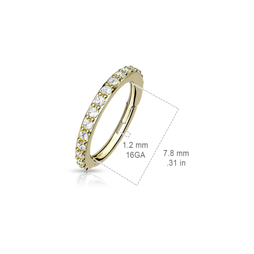 High Quality Precision All 316L Surgical Steel Hinged Segment Hoop Rings with CNC Set CZ Paved Hoop Earring Skin Metals