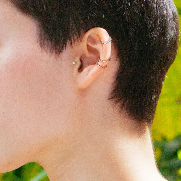 High Quality Precision All 316L Surgical Steel Hinged Segment Hoop Rings with CNC Set CZ Paved Hoop Earring Skin Metals