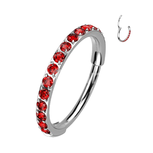 Implant Grade Titanium Hinged Segment Hoop Ring With Outward Facing Pave CZs for the Nose, Ear and More Hoop Ring Skin Metals