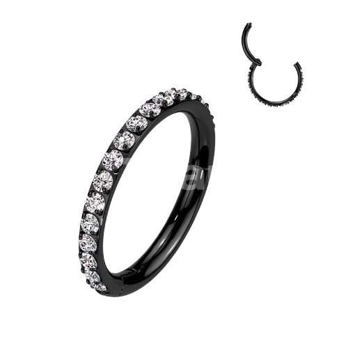 Implant Grade Titanium Hinged Segment Hoop Ring With Outward Facing Pave CNC Set CZ Hoop Ring Skin Metals