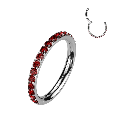 Implant Grade Titanium Hinged Segment Hoop Ring With Outward Facing Pave CNC Set CZ Hoop Ring Skin Metals