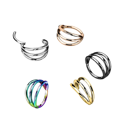 Implant Grade Titanium Hinged Segment Triple Hoop Ring Hoop Earring Skin Metals