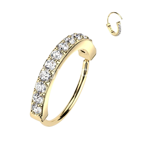 Single Lined Half Circle with Embedded CZ Bendable Hoop Hoop Earring Skin Metals