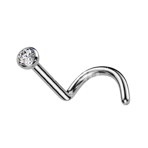 Implant Grade Titanium Press Fit CZ Nose Screw Nose Ring Skin Metals