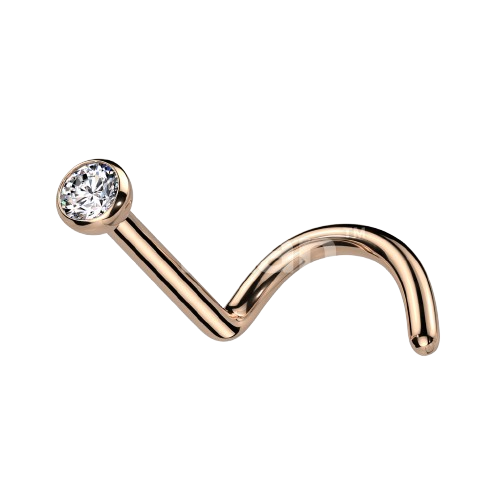 Implant Grade Titanium Press Fit CZ Nose Screw Nose Ring Skin Metals