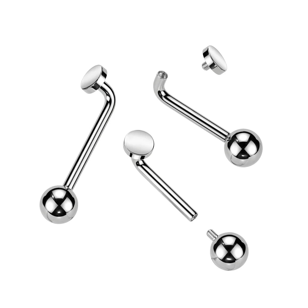 Implant Grade Titanium Internally Threaded L Bent Christina Piercing With Ball Top Christina Skin Metals