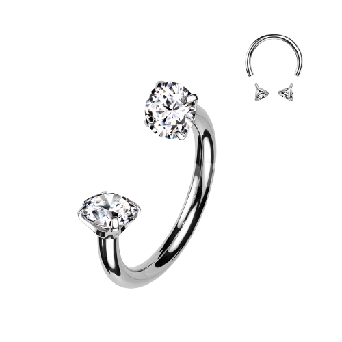 Implant Grade Titanium Internally Threaded Prong Set CZ Horseshoe Horseshoe Skin Metals