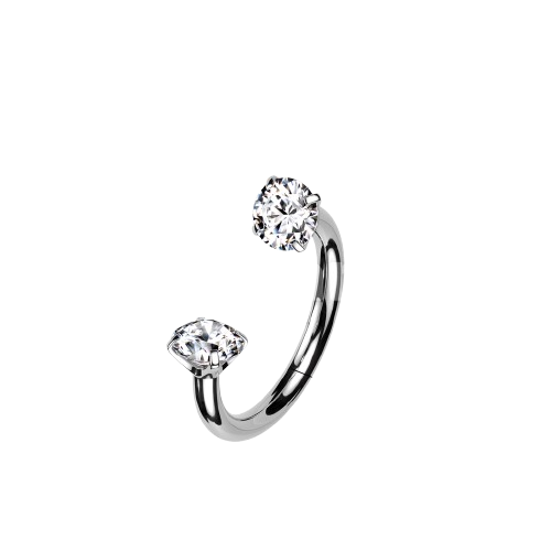 Implant Grade Titanium Internally Threaded Prong Set CZ Horseshoe Horseshoe Skin Metals
