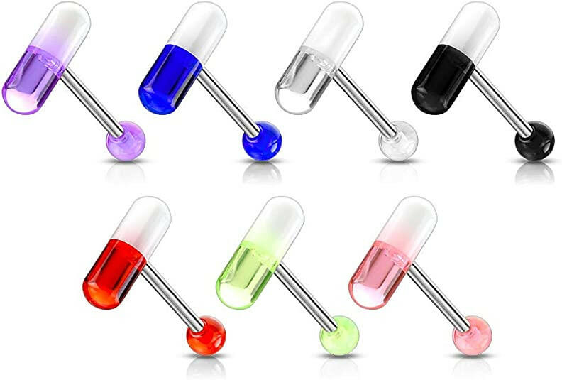 Acrylic 2 Color Pill Barbells Barbell Skin Metals