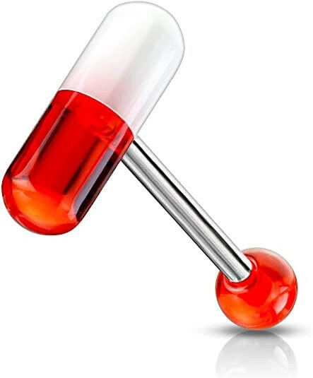 Acrylic 2 Color Pill Barbells Barbell Skin Metals Red