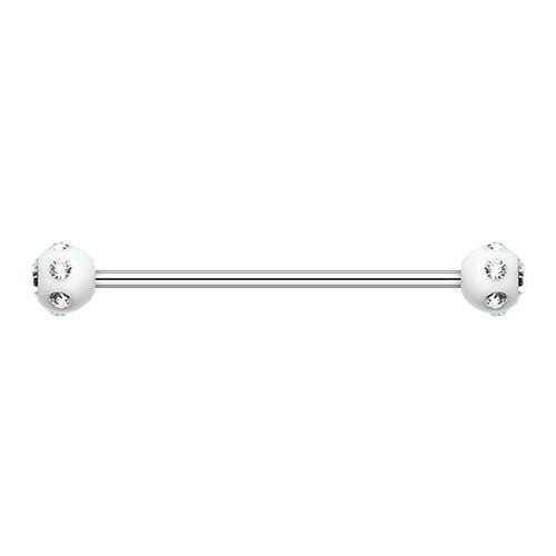 Acrylic Aurora Gem Ball Industrial Barbell Industrial Barbell Impulse Piercings 16 GA (1.2mm) 3/16" (5mm) White/Clear