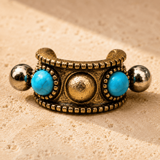 Antique Gold Turquoise Cartilage Cuff Earring 16G