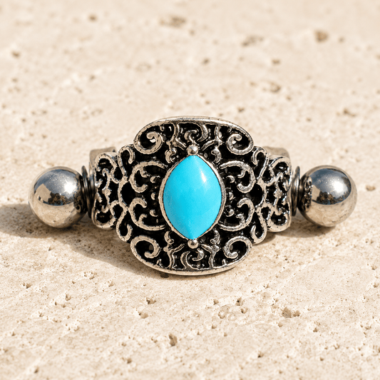 Aqua Ornate Cartilage Cuff Earring 16G Black Plated