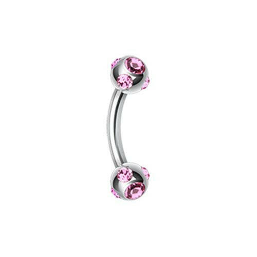 Aurora Gem Ball Curved Barbell Eyebrow Ring Curved Barbell Impulse Piercings 5/16" (8mm) Pink