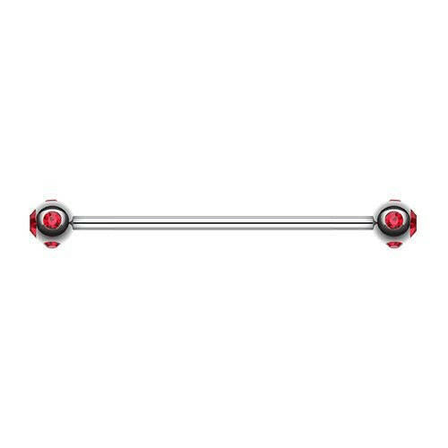 Aurora Gem Ball Industrial Barbell Industrial Barbell Impulse Piercings 1-1/4" (32mm) Red