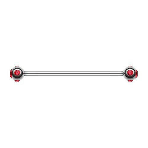 Aurora Gem Ball Industrial Barbell Industrial Barbell Impulse Piercings 1-1/4" (32mm) Red