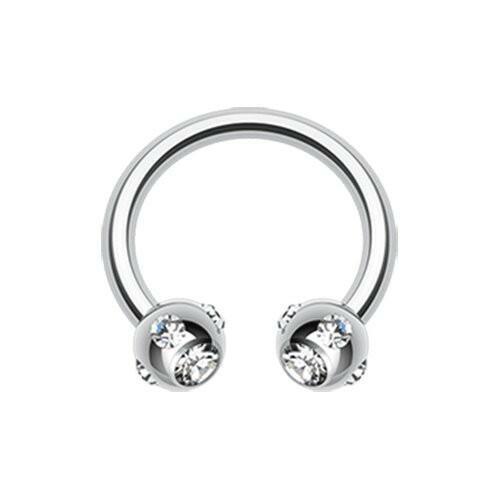 Aurora Gem Ball Steel Horseshoe Circular Barbell Circular Barbell Impulse Piercings 3/8" (10mm) 5/32" (4mm) Clear
