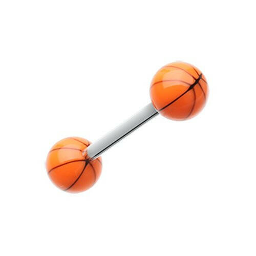 Basketball Acrylic Top Barbell Tongue Ring Barbell Impulse Piercings Orange