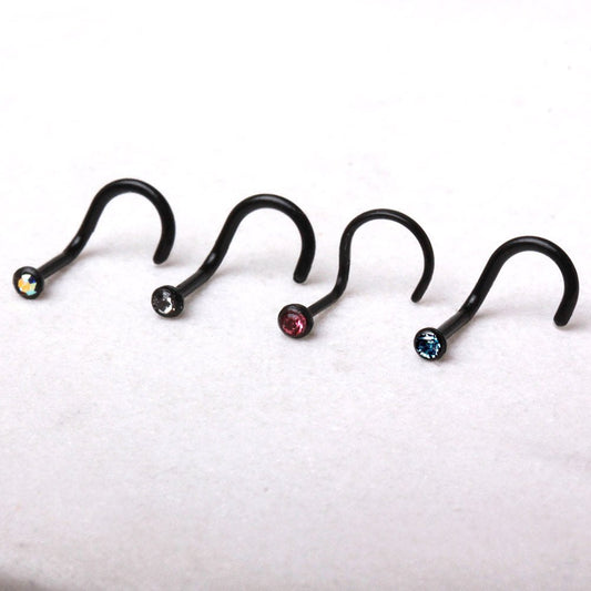 Bio Flex Screw Nose Ring with One Gem - Skin Metals