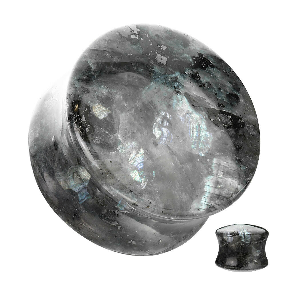 Black Labradorite Natural Stone Double Flared Plug Plugs Impulse Piercings