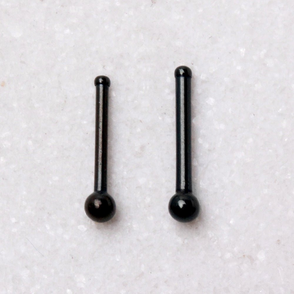 Black PVD Plated Nose Bone with Ball, Spike, or Dome - Skin Metals