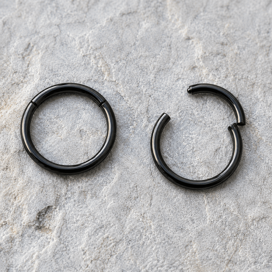 Black PVD Titanium Seamless Clicker Ring 16G - Skin Metals
