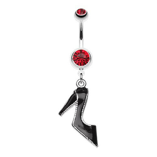 Black Stiletto High Heel Belly Button Ring Navel Ring Impulse Piercings Red