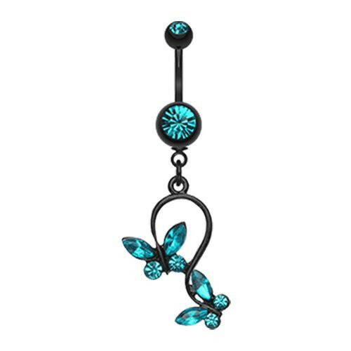 Blackline Butterfly Gem Loop Belly Button Ring Navel Ring Impulse Piercings Tanzanite