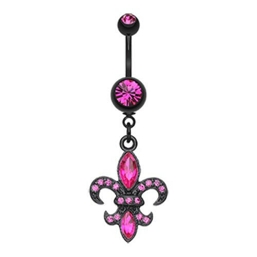 Blackline Fleur De Lis Belly Button Ring Navel Ring Impulse Piercings Fuchsia