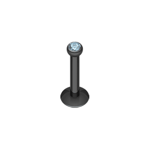 Blackline Gem Ball Internally Threaded Labret Labret Impulse Piercings 5/16" (8mm) Black/Aqua