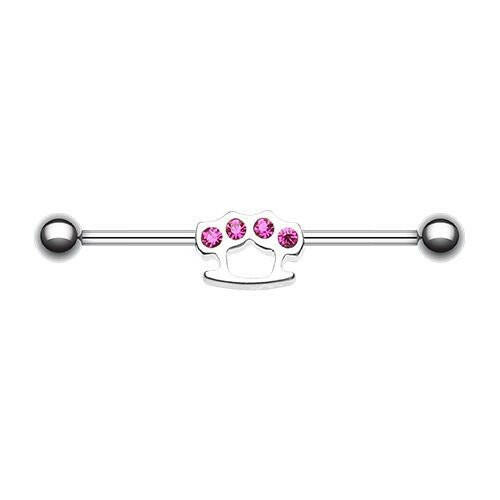 Brass Knuckles Industrial Barbell Industrial Barbell Impulse Piercings Fuchsia