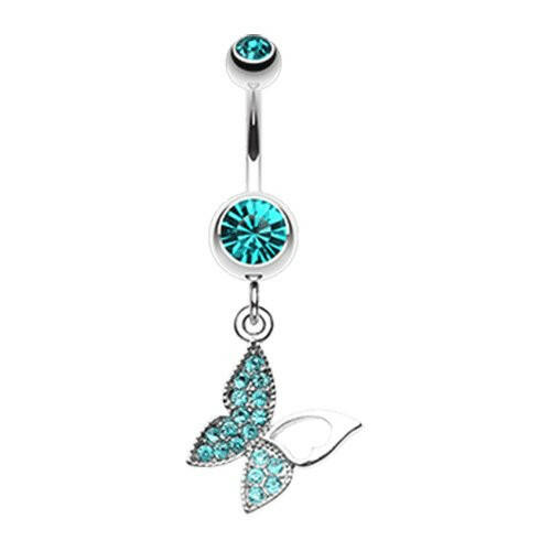 Butterfly Allure Multi-Gem Belly Button Ring Navel Ring Impulse Piercings Teal