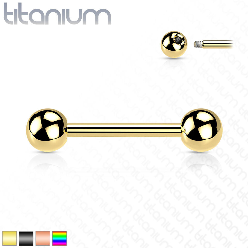 Implant Grade Titanium Externally Threaded PVD Plated Titanium Barbells Barbell Skin Metals