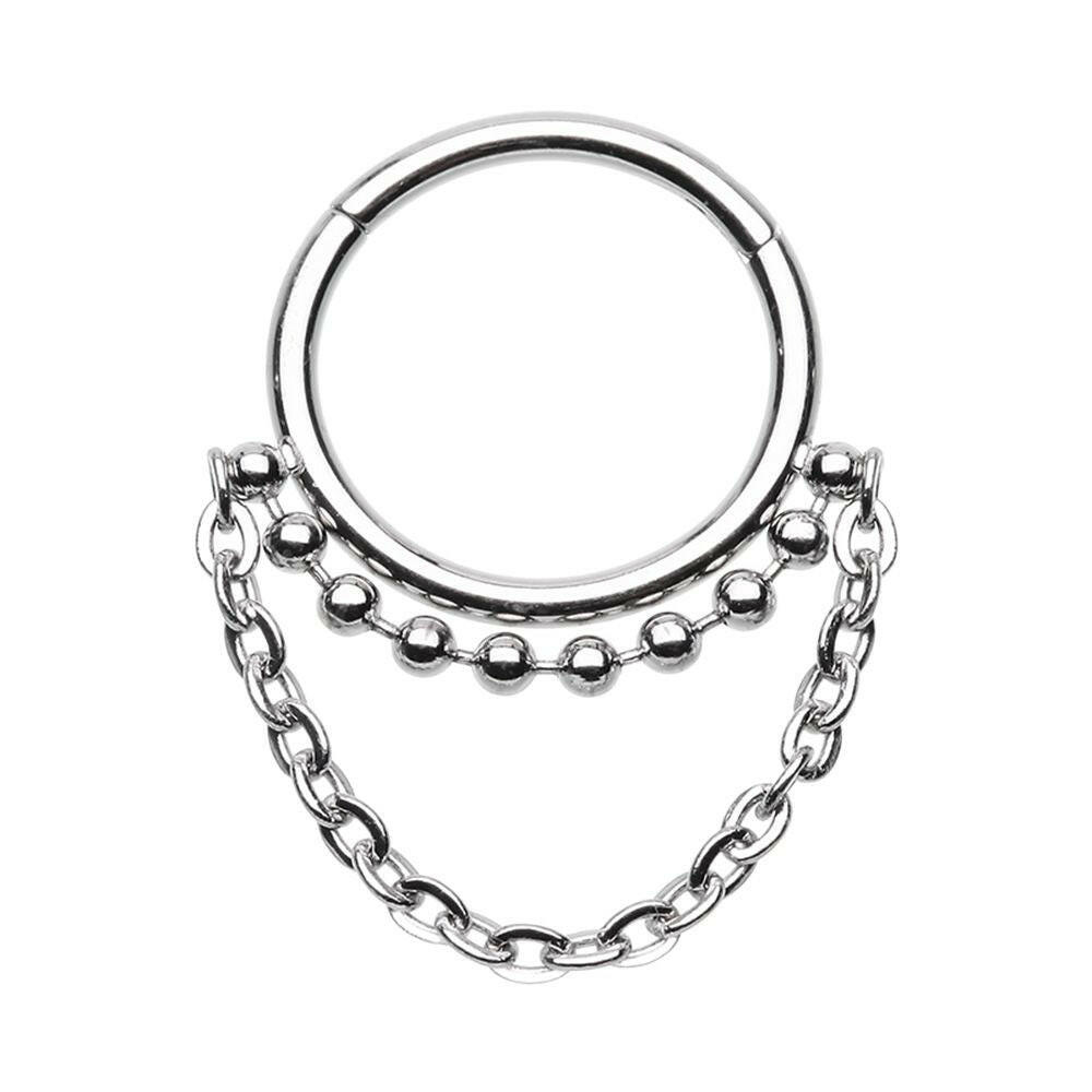 Chained Tribal Ball Steel Seamless Hinged Clicker Ring Clicker Ring Impulse Piercings 5/16" (8mm)