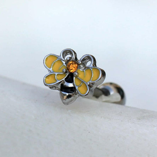Charming Bumble Bee Cartilage Earring in Lustrous 316L Stainless Steel