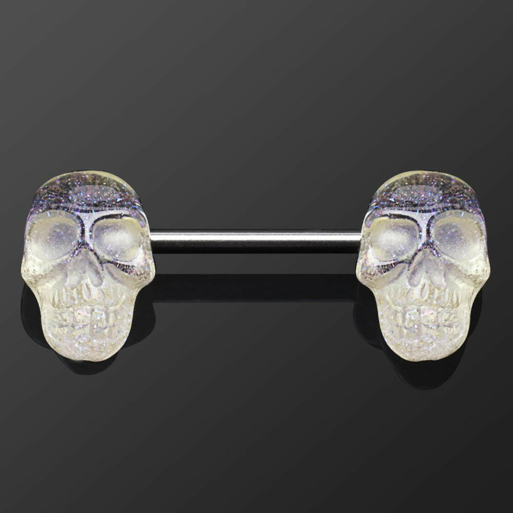 Clear Resin Skull Nipple Bar Nipple Ring Impulse Piercings