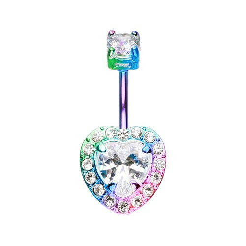 Colorline Brilliant Heart Sparkle Cubic Zirconia Belly Button Ring Navel Ring Impulse Piercings